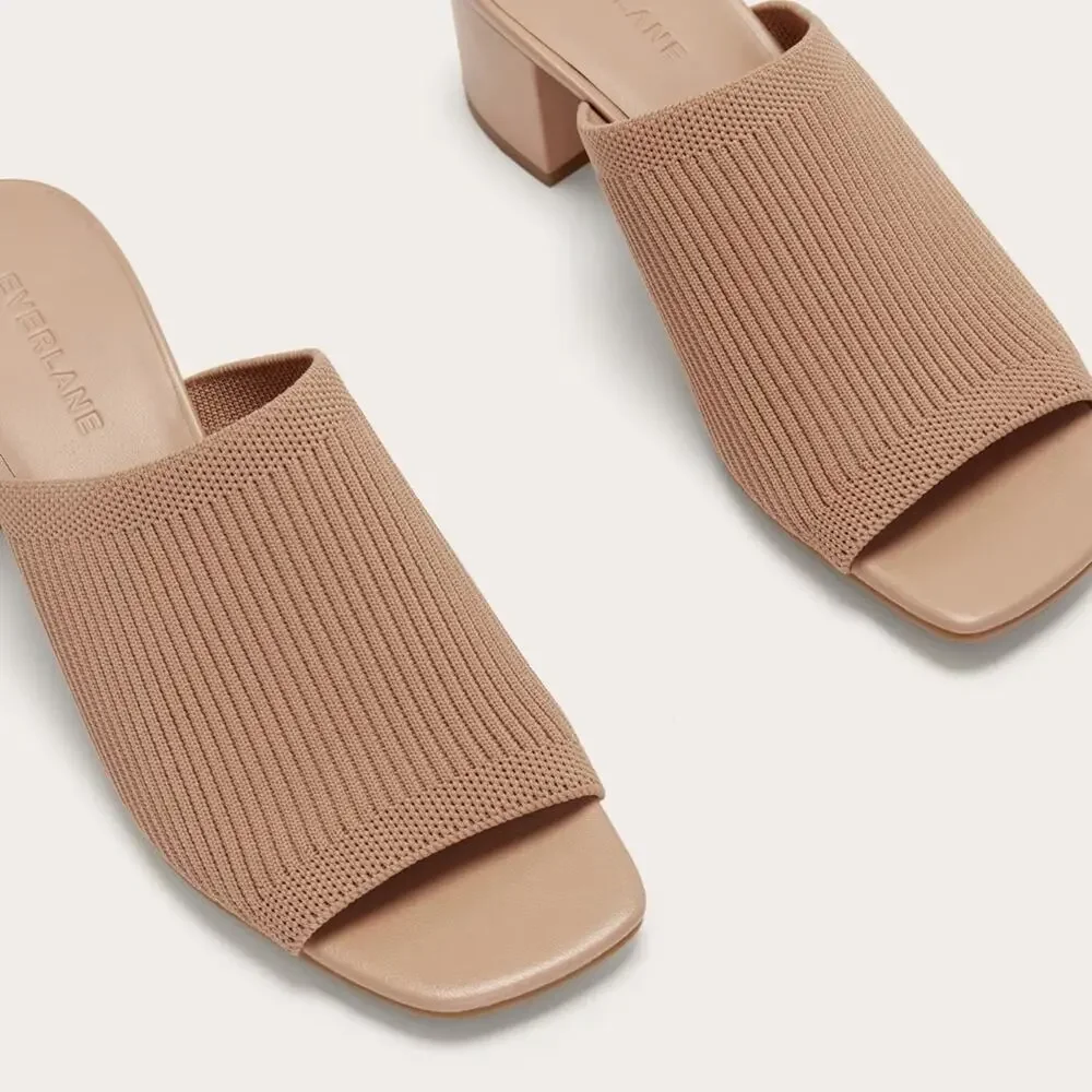 Everlane Glove Mule ReKnit Blush Tan Block Heel Sandal Size 8 New Without Box - Picture 3 of 8